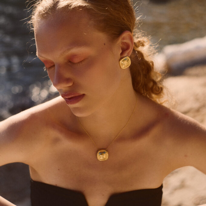 SQUARE BUTTON EARRINGS